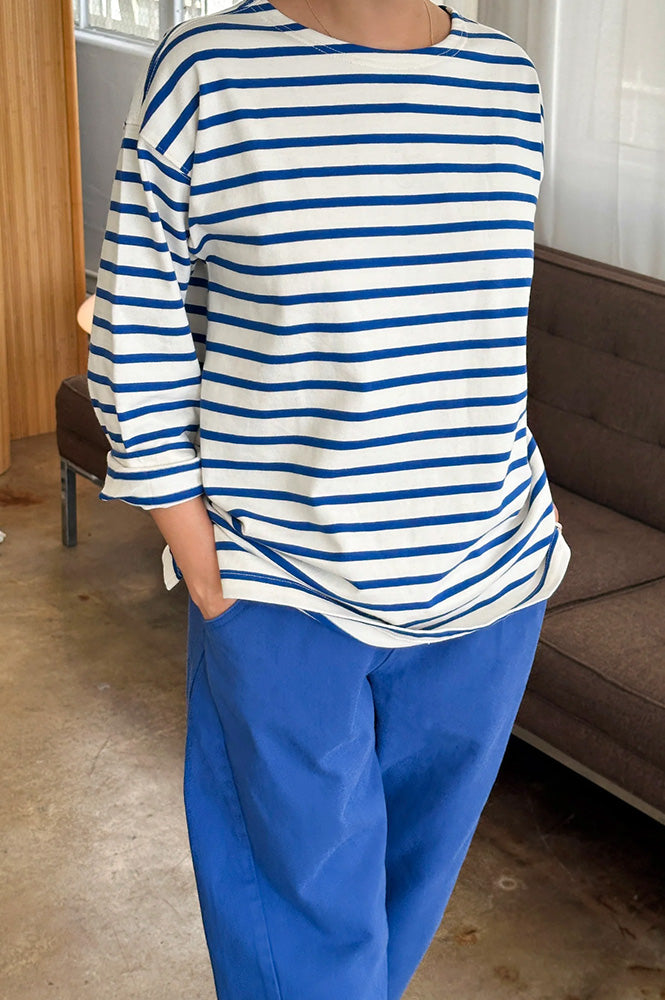 Le Bon Shoppe Marseille Blue and Cream Stripe Top