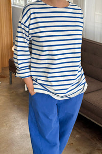 Le Bon Shoppe Marseille Blue and Cream Stripe Top