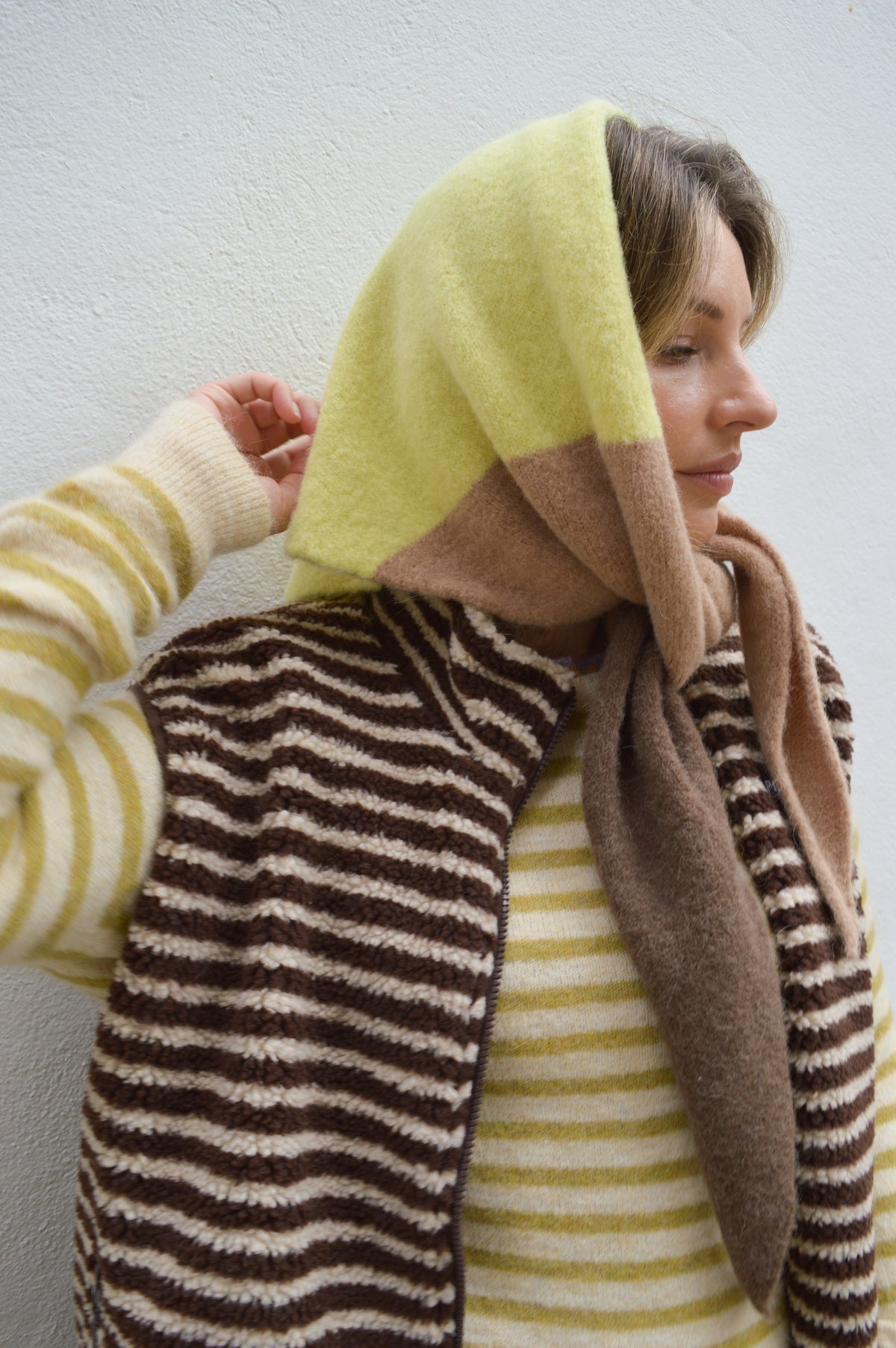 Kappy Brown Stripe Fleece Vest