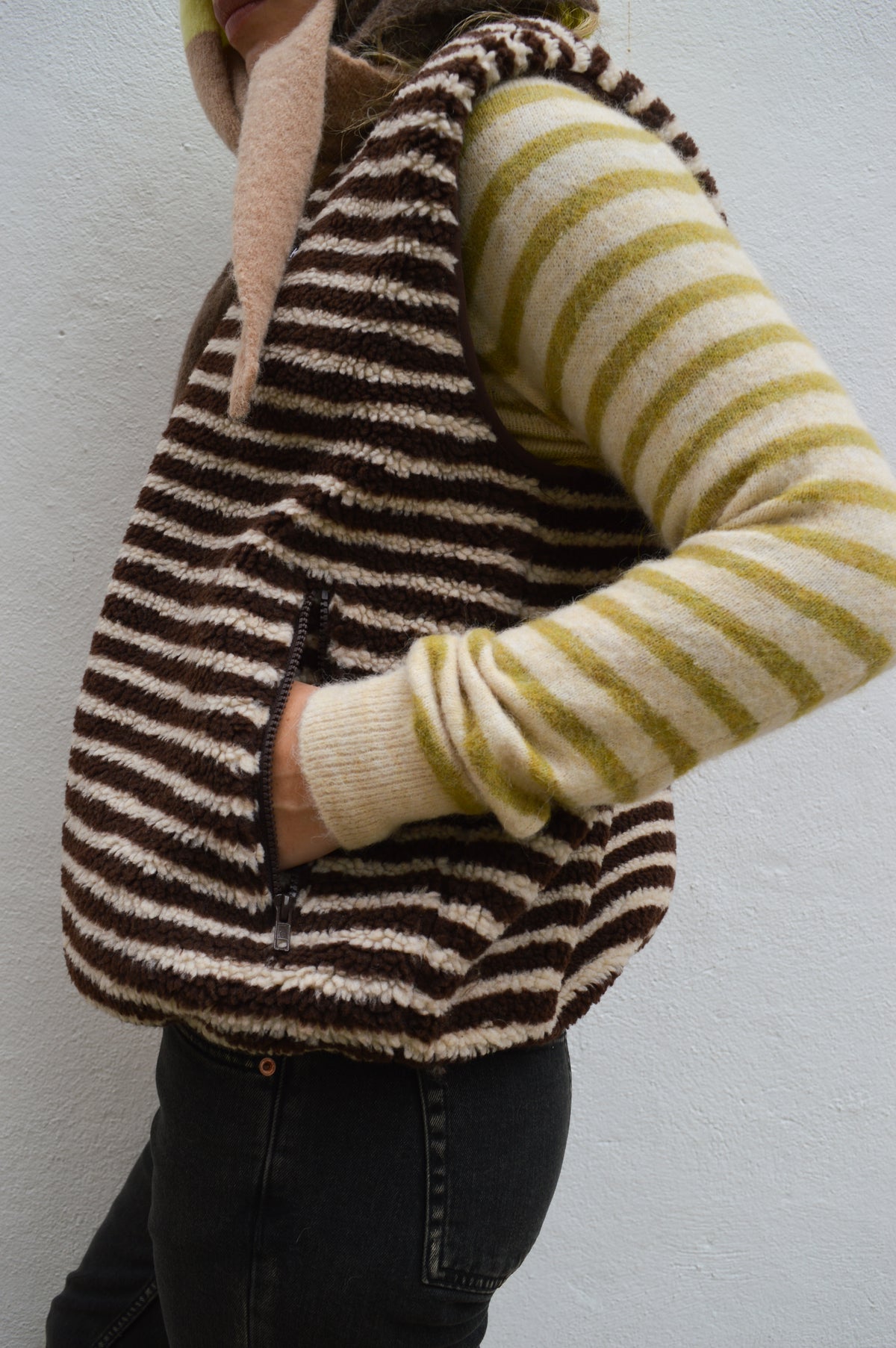 Kappy Brown Stripe Fleece Vest