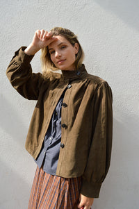 Second Female Zonie Black Olive Suede Jacket
