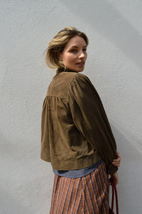 Second Female Zonie Black Olive Suede Jacket