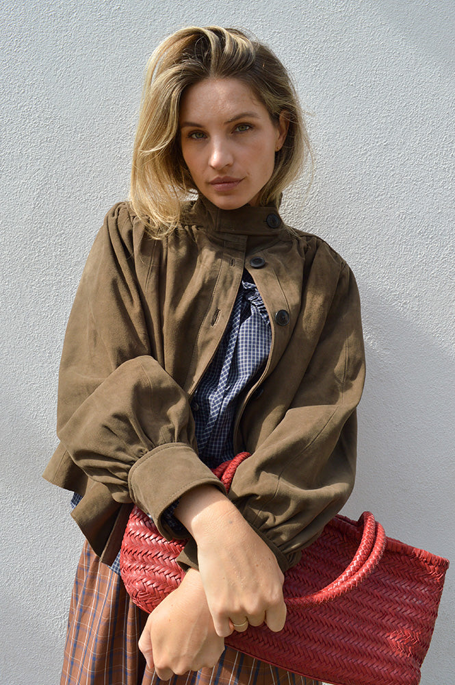 Second Female Zonie Black Olive Suede Jacket