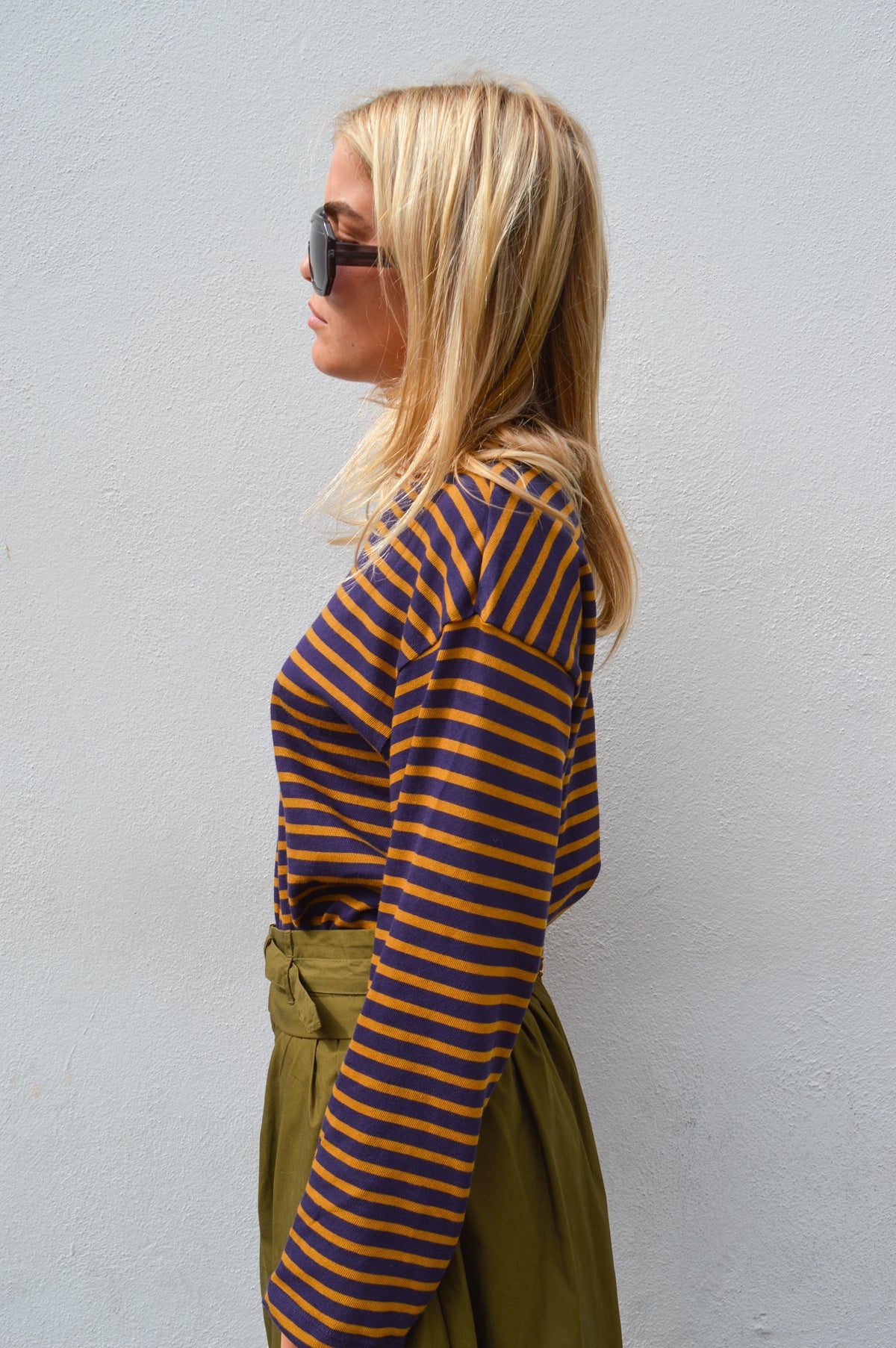 Bibico Zoe Navy & Bronze Striped Top