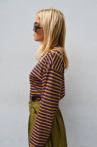 Bibico Zoe Navy & Bronze Striped Top