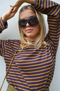 Bibico Zoe Navy & Bronze Striped Top