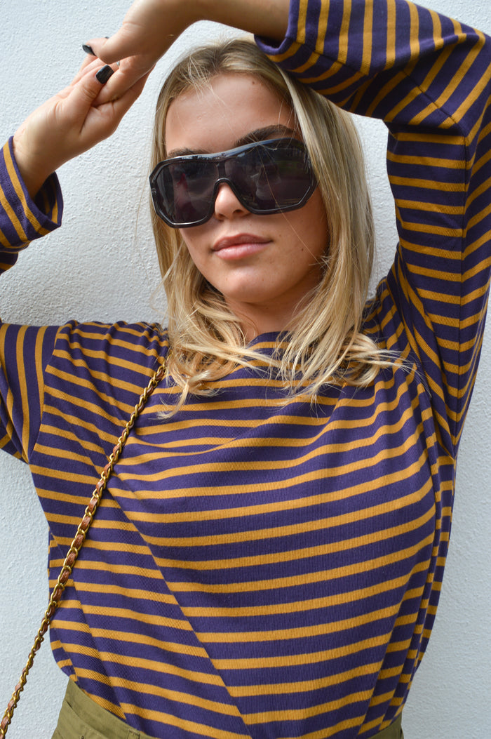 Bibico Zoe Navy & Bronze Striped Top