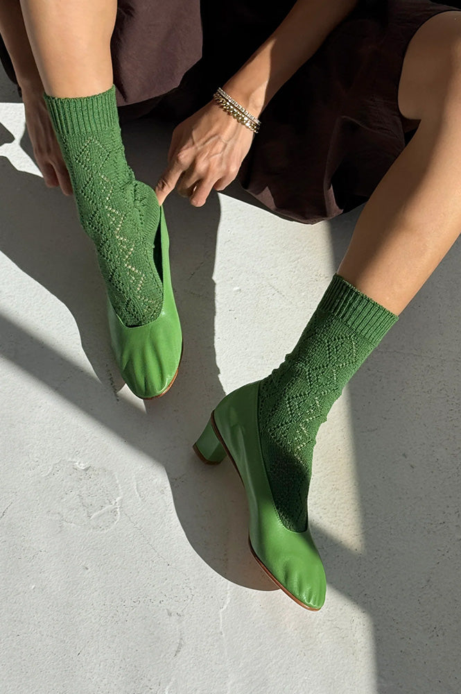 Le Bon Shoppe Modal Eylete Palm Green Socks - The Mercantile London