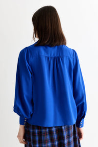 Louche Octavia Blue Crepe Petal Blouse - The Mercantile London