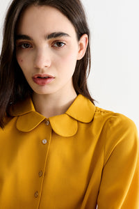 Louche Octavia Mustard Crepe Petal Blouse - The Mercantile London
