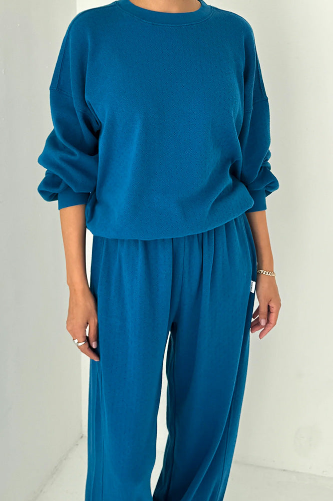 Le Bon Shoppe Pointelle Core Sea Blue Sweatshirt