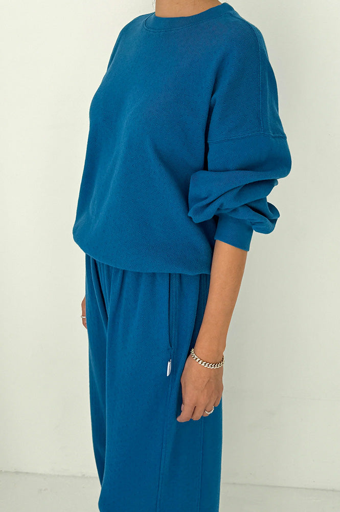 Le Bon Shoppe Pointelle Core Sea Blue Sweatshirt