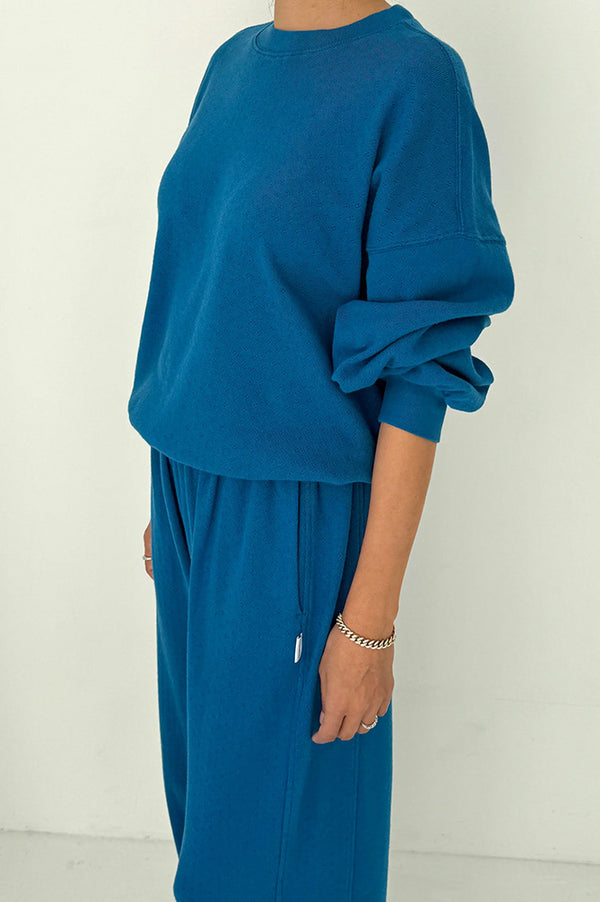 Le Bon Shoppe Pointelle Core Sea Blue Sweatshirt