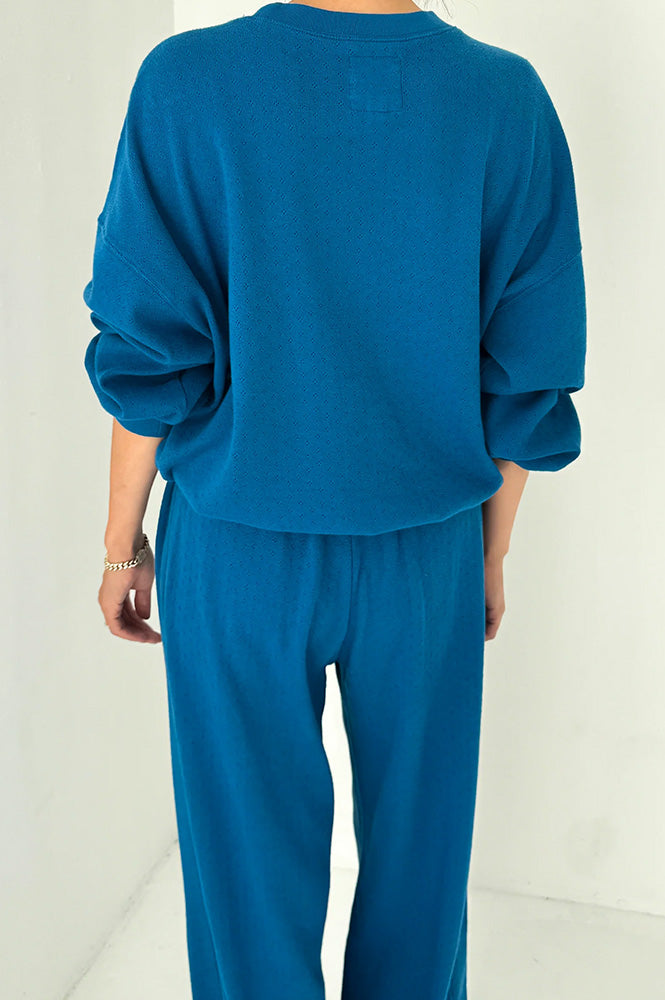 Le Bon Shoppe Pointelle Core Sea Blue Sweatshirt