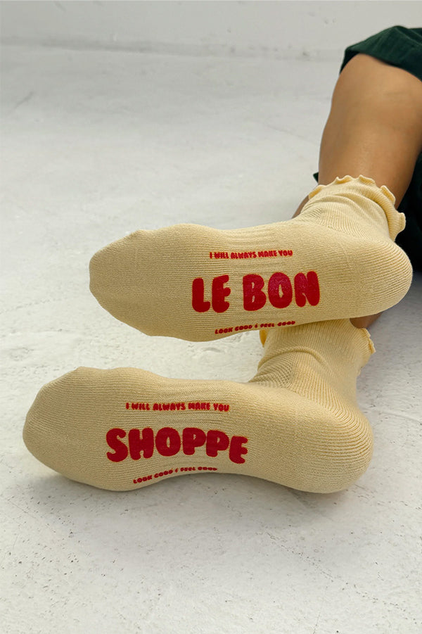 Le Bon Shoppe Hugger Ruffle Banana Cream Socks - The Mercantile London