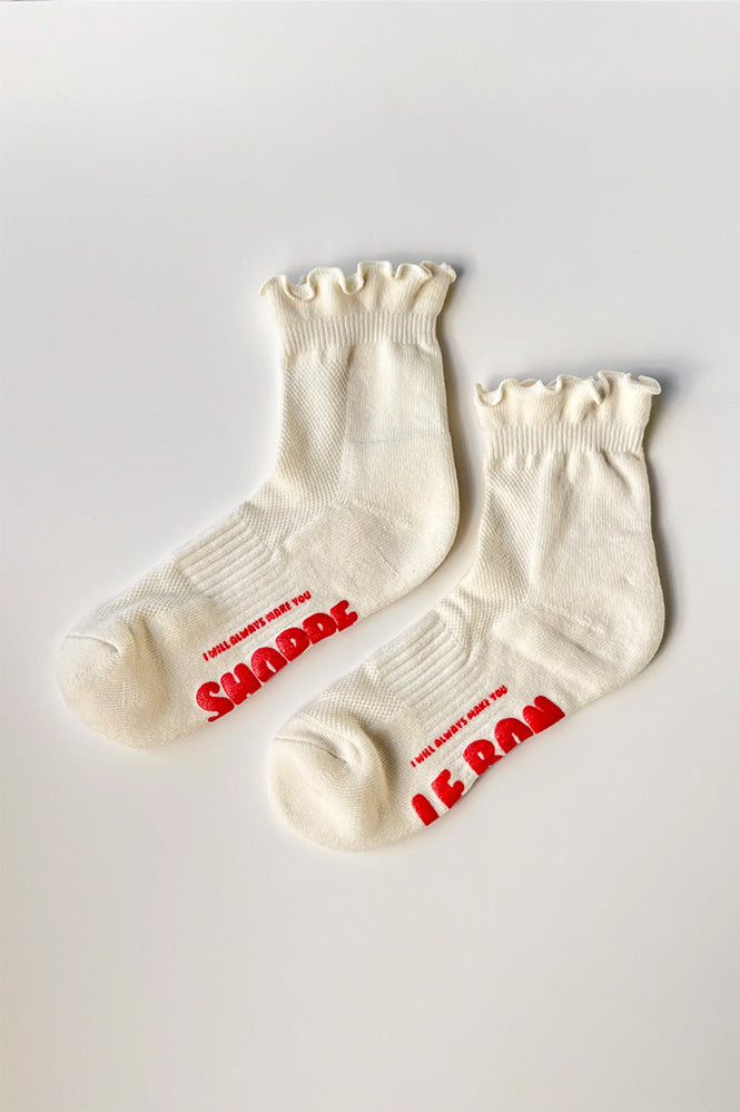 Le Bon Shoppe Hugger Ruffle Vanilla Socks - The Mercantile London
