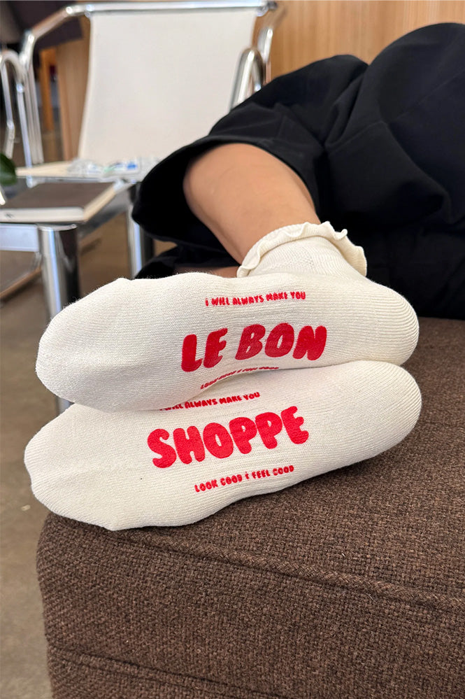 Le Bon Shoppe Hugger Ruffle Vanilla Socks - The Mercantile London