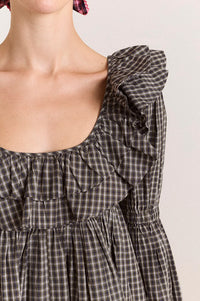 Damson Madder Phoenix Ruffle Lyra Check Dress