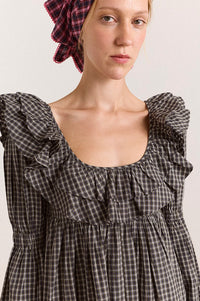 Damson Madder Phoenix Ruffle Lyra Check Dress