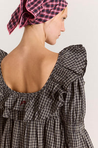 Damson Madder Phoenix Ruffle Lyra Check Dress