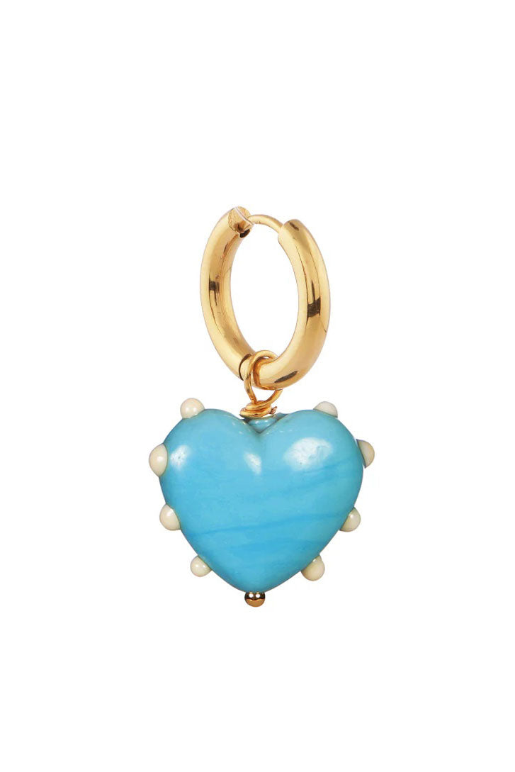 Sandralexandra Milagros Blue Heart & Ivory Dots Single Earring - The Mercantile London
