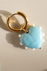 Sandralexandra Milagros Blue Heart & Ivory Dots Single Earring - The Mercantile London