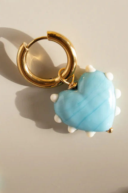 Sandralexandra Milagros Blue Heart & Ivory Dots Single Earring - The Mercantile London