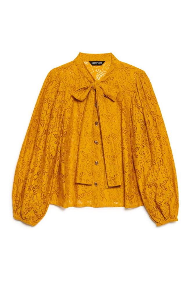 Sister Jane Aura Mustard Lace Bow Blouse