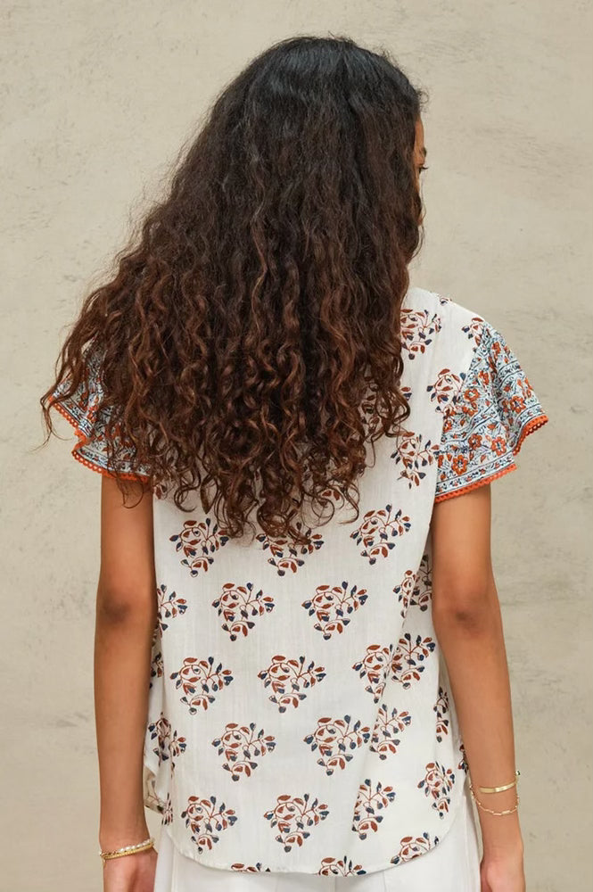 M.A.B.E Stella Rust Ecru Top - The Mercantile London