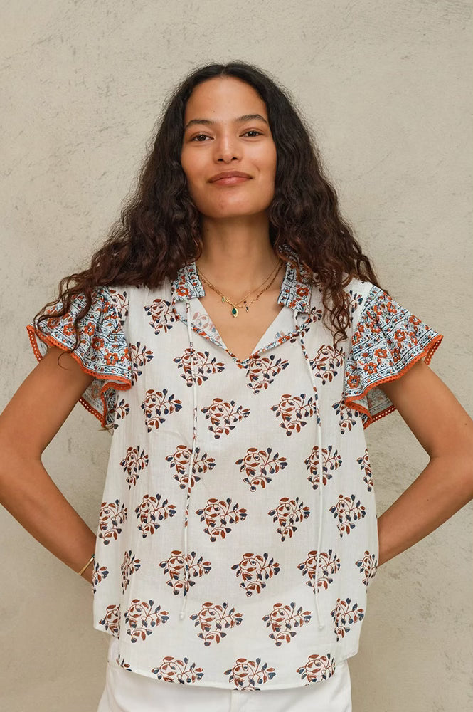M.A.B.E Stella Rust Ecru Top - The Mercantile London