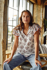 M.A.B.E Stella Rust Ecru Top - The Mercantile London