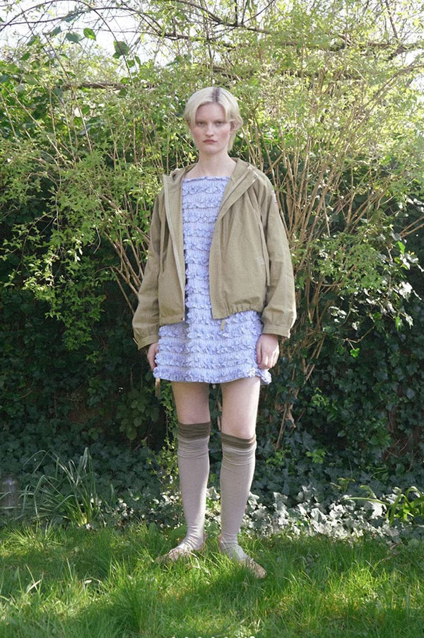 Damson Madder Leili Blue Stripe Ruffle Mini Dress - The Mercantile London