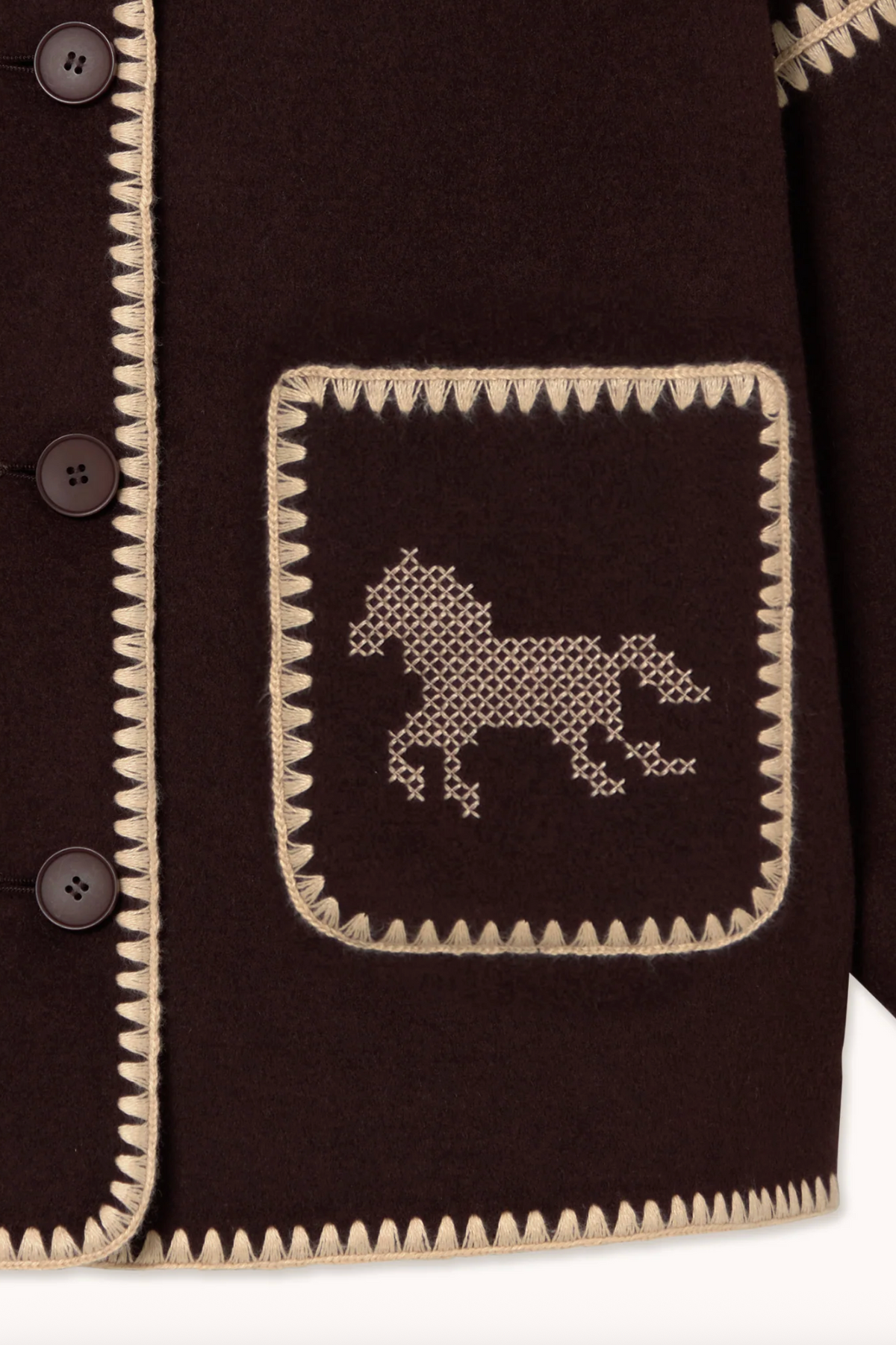 The Tiny Big Sister Embroidered Horses Short Coat