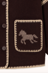 The Tiny Big Sister Embroidered Horses Short Coat