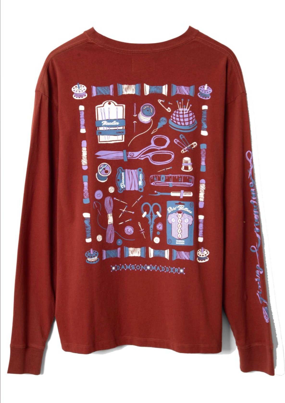 Damson Madder Sewing Tin Dark Red T-Shirt