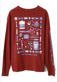 Damson Madder Sewing Tin Dark Red T-Shirt