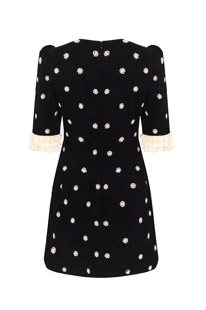 Queens of Archive Camille Pearl Velvet Dress
