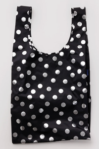Baggu Silver Metallic Polka Dot Big Reusable Bag - The Mercantile London