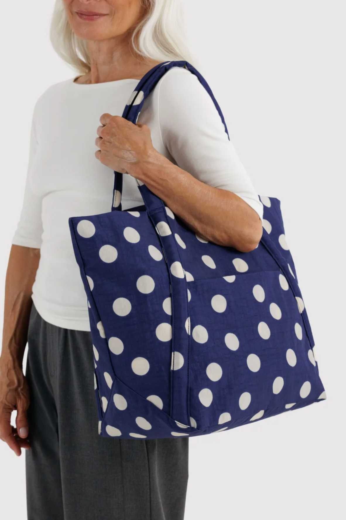 Baggu Navy & Cream Polka Dot Cloud Bag - The Mercantile London
