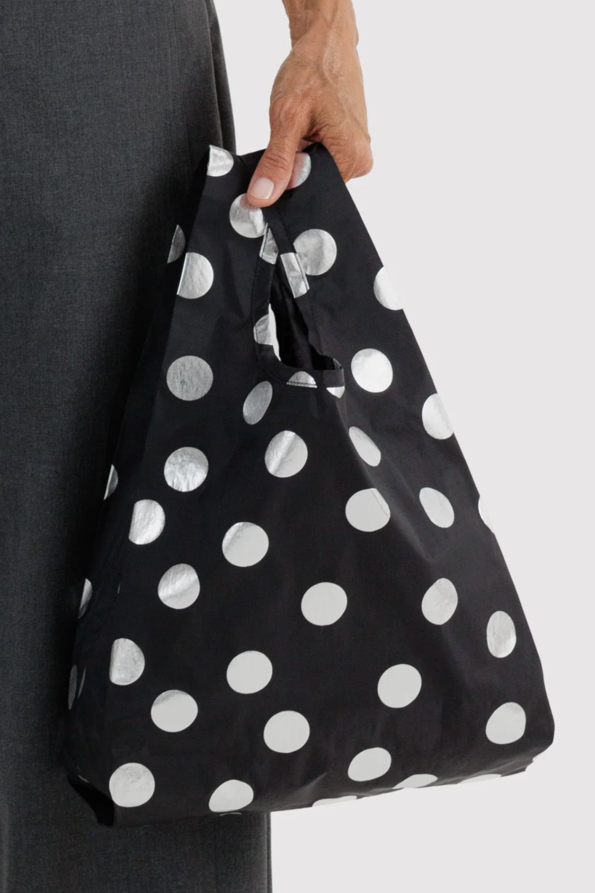 Baggu Baby Silver Metallic Polka Dot Reusable Bag - The Mercantile London