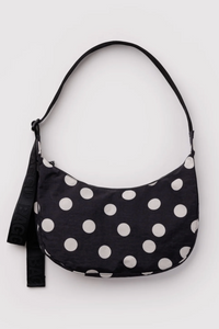 Baggu Black & Cream Polka Dot Medium Nylon Crescent Bag - The Mercantile London