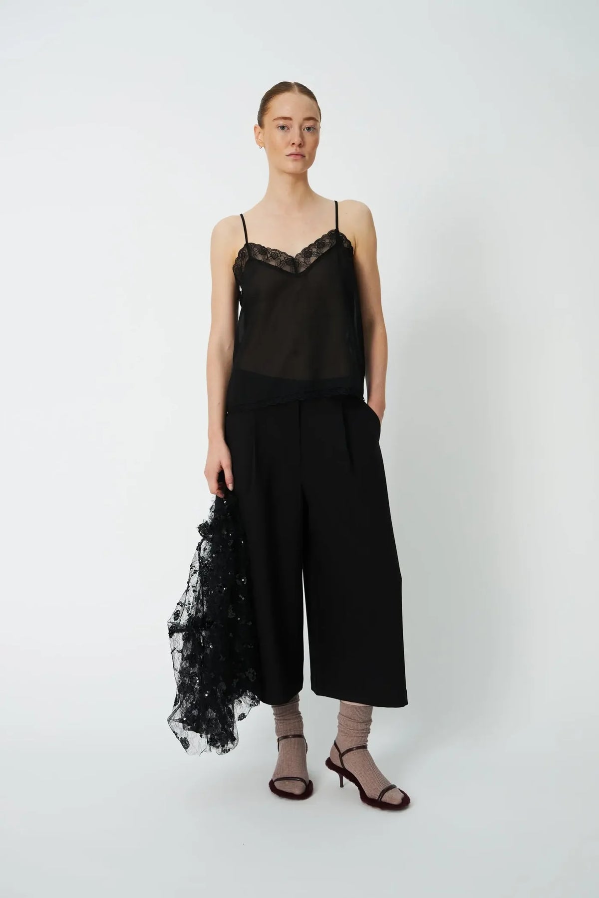 Stella Nova Black Sequin Mesh Blouse