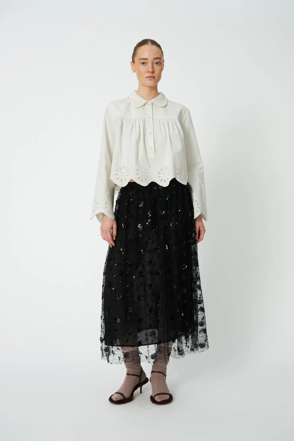 Stella Nova Black Sequin Mesh Skirt