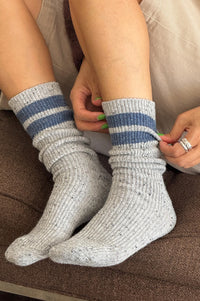 Le Bon Shoppe Varsity Grey Blue Snow Socks - The Mercantile London