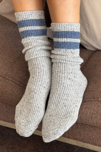 Le Bon Shoppe Varsity Grey Blue Snow Socks - The Mercantile London