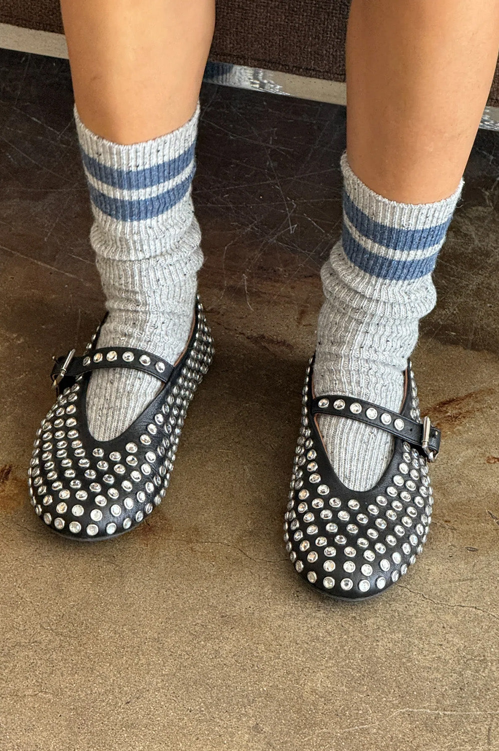 Le Bon Shoppe Varsity Grey Blue Snow Socks - The Mercantile London