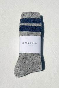 Le Bon Shoppe Varsity Grey Blue Snow Socks - The Mercantile London