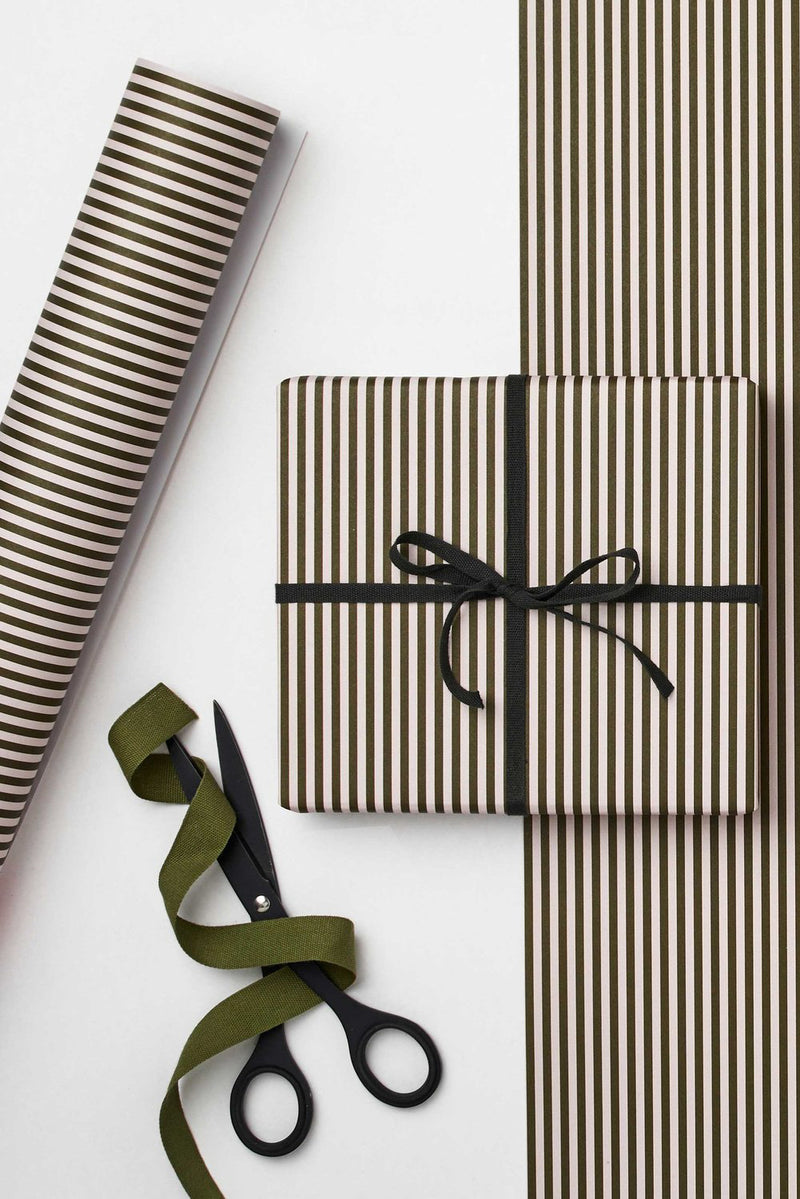 Kinshipped Thin Green Stripe Gift Wrap - The Mercantile London