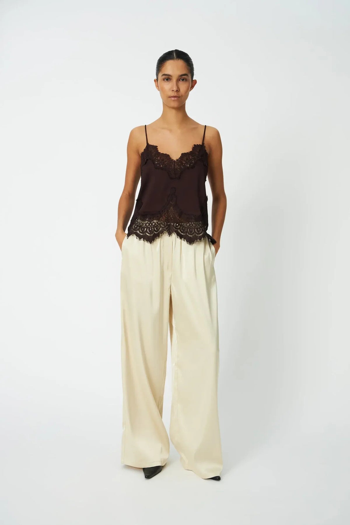 Stella Nova Dark Brown Underlayer Lace Top