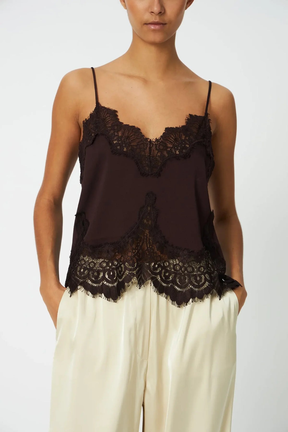 Stella Nova Dark Brown Underlayer Lace Top